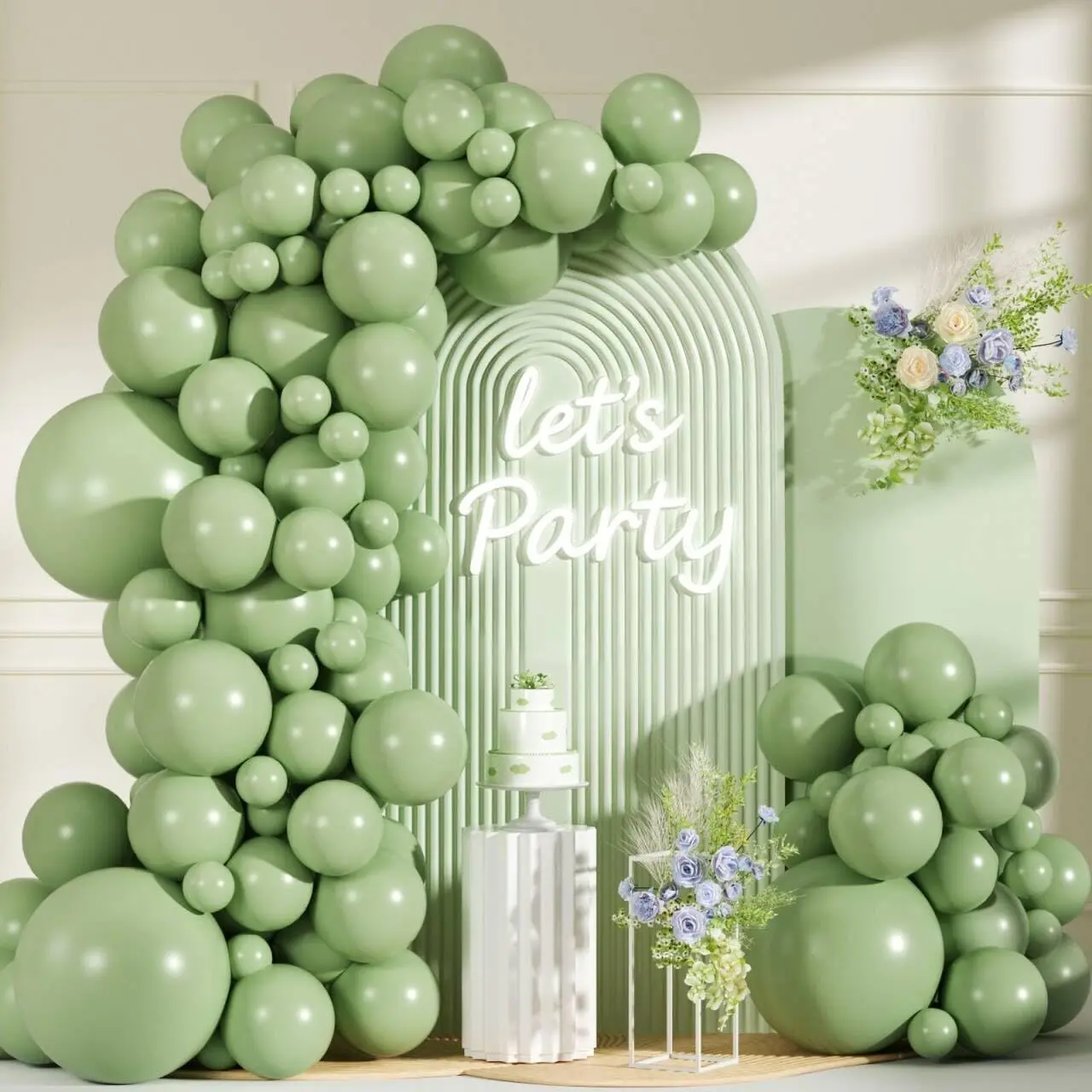 99 count Matte Sage Green Balloons Different Sizes, 18 12 10 5 Inch Olive Green Latex Balloon Garland Arch Kit for Woodland  Shower   Birthday Boho Wedding Party Decor