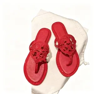 Women's Red Rhinestone Flip Flops - Sparkly Hollow Out Flat Thong Sandals, Soft Non-Slip Summer Shoes for Beach Vacation Daily Wear Dressy Casual Outfits thong sandals outdoor flip flops