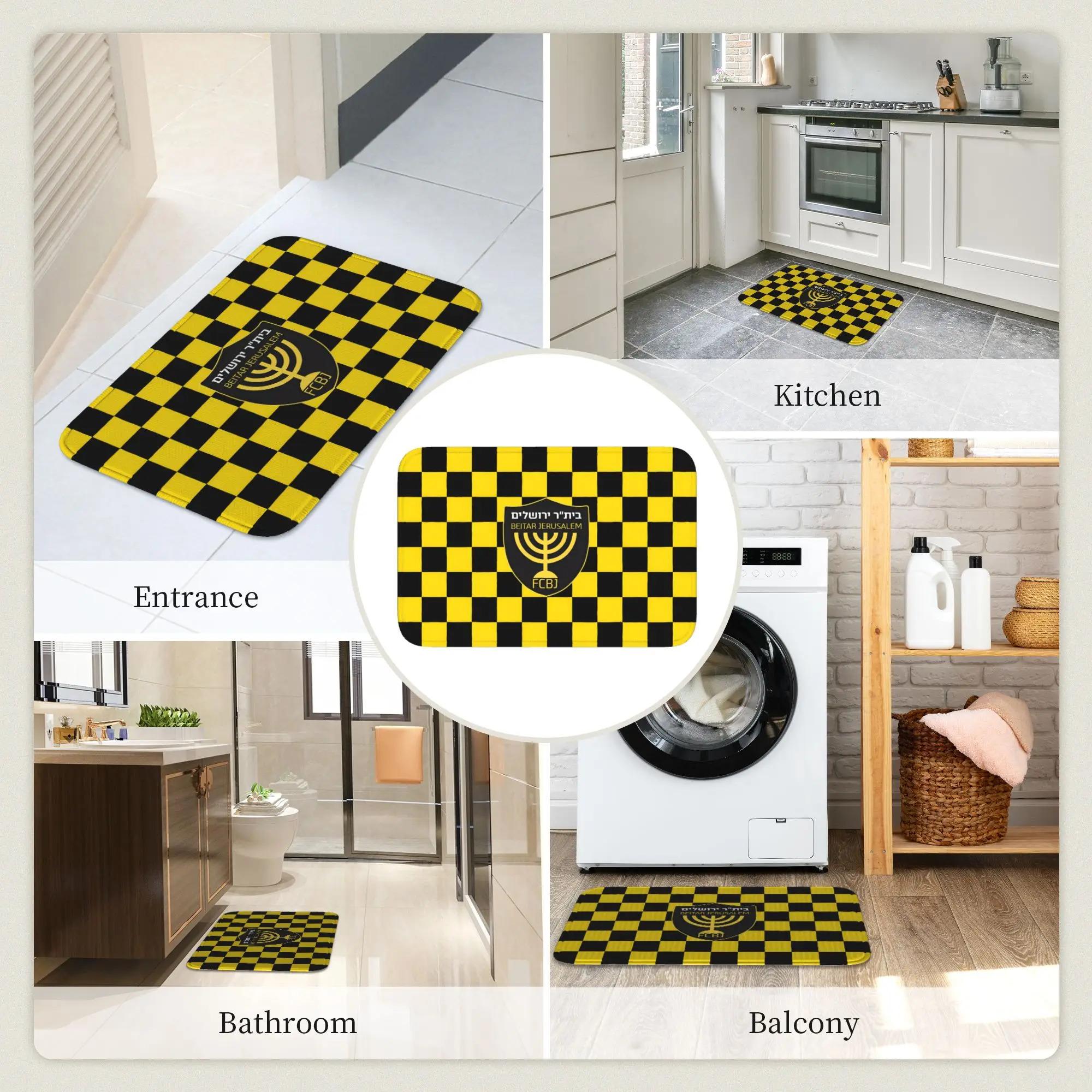 Custom Footbally Beitar Jerusalem FC Soccer  Front Door Mat Anti-Slip Outdoor Waterproof  Doormat Floor Bath Entrance Rug Carpet