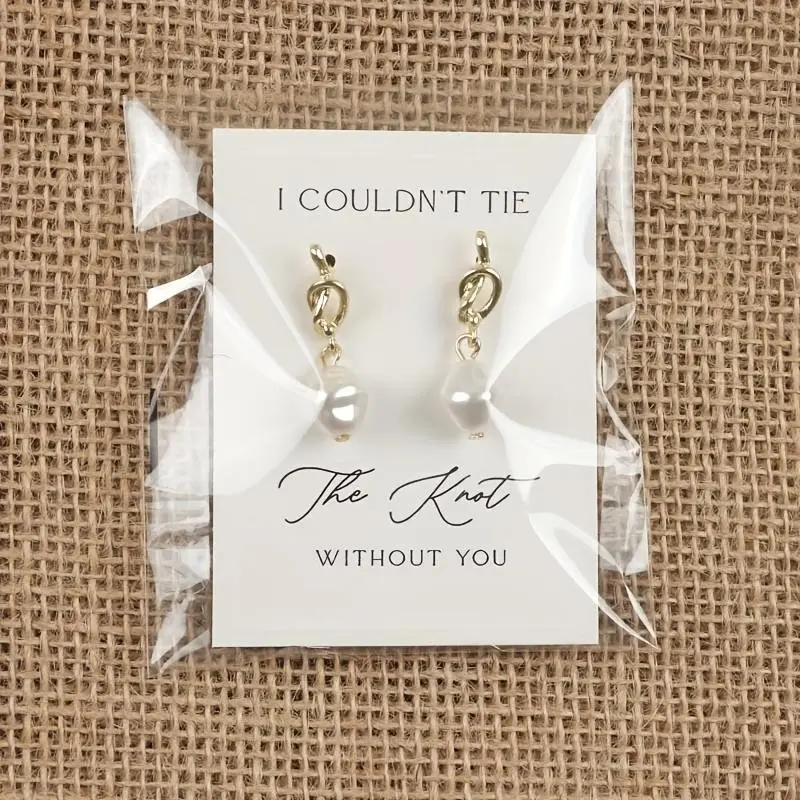 1pair Fashion Tie The Knot Earrings, Tie the Knot Bridesmaid Earrings, Cute Christmas Earrings, Perfect Tie The Knot Earrings For Girlfriends, Elegant Minimalist Earrings, Jewelry Gifts