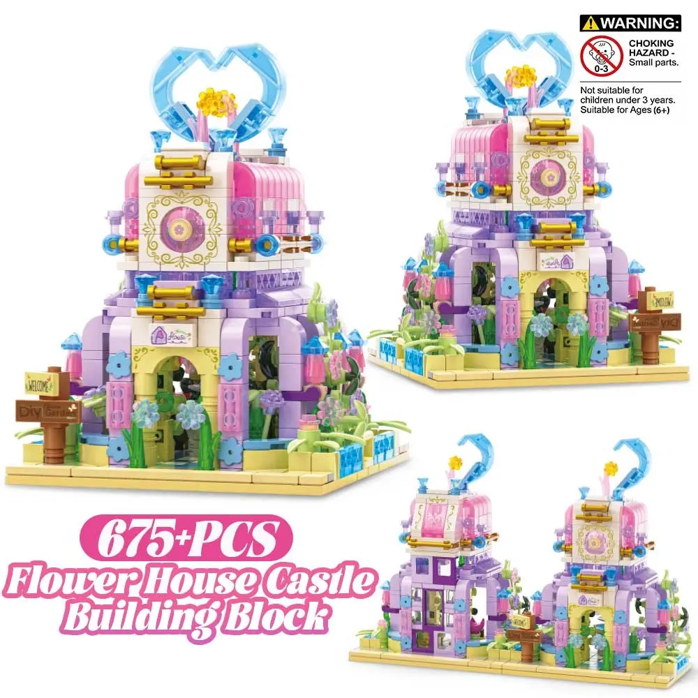 675 Piece Castle Building Set, Fairy Tale Princess Castle Model, DIY Garden Toy, Desktop Decor, Kids Birthday Gift