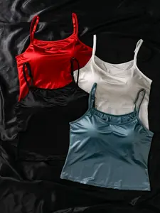 4 Pcs Biweier Women's Satin Solid Braided Top, Comfortable & Breathable, Trendy Style, Smooth & Seamless, Ideal for Daily Wear & Commute