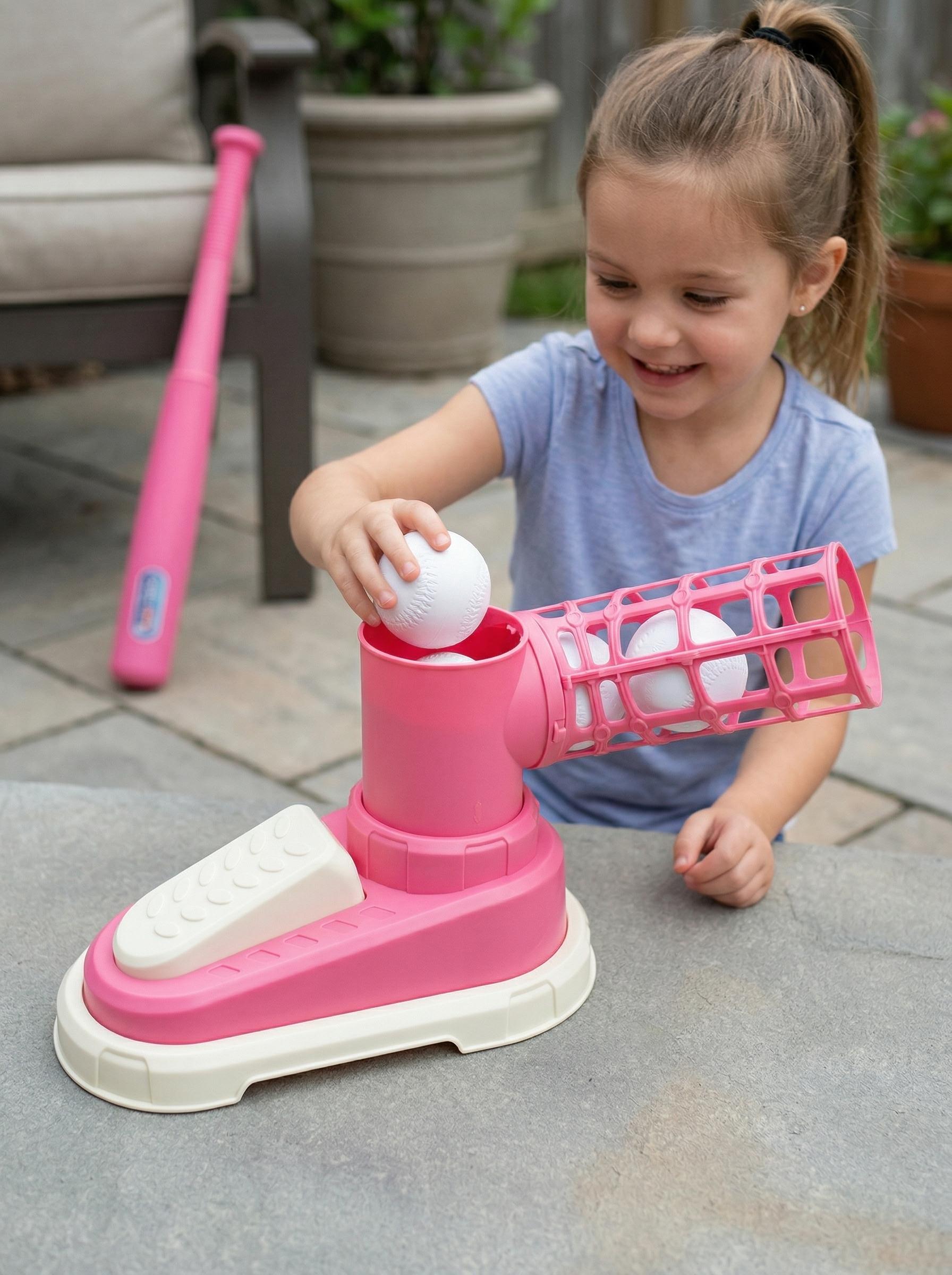 Fun Launcher Baseball Toy for Kids – Pop-Up Pitching Machine with Bat & 3 Balls – Outdoor Sports Game, Gift for Boys & Girls Ages 3-8,Children's foot-operated catapult baseball training machine, automatic baseball launcher for indoor and outdoor sports