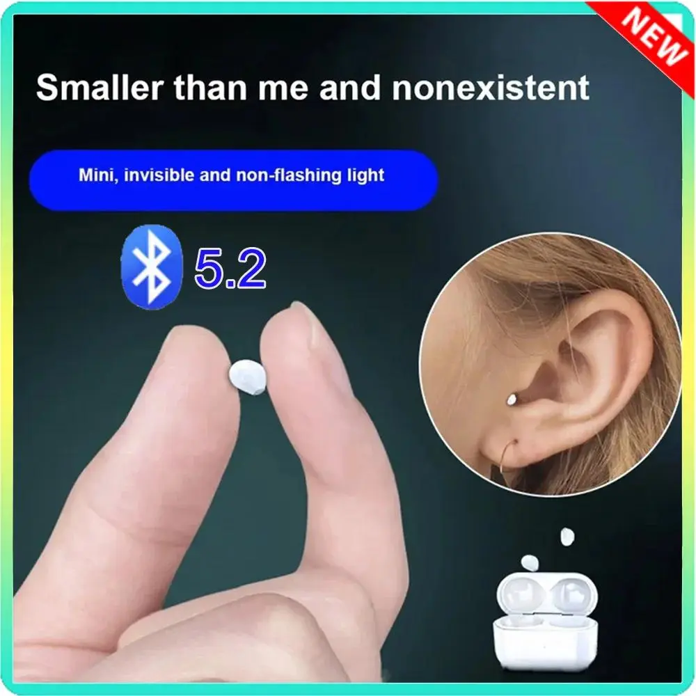TWS Bluetooth 5.2 Wireless Headset - Invisible Mini In-Ear Earphones with Noise Reduction, Mic, Stereo Audio, Water Resistant, Ergonomic, Cable-Free Design, Charging Functionality
