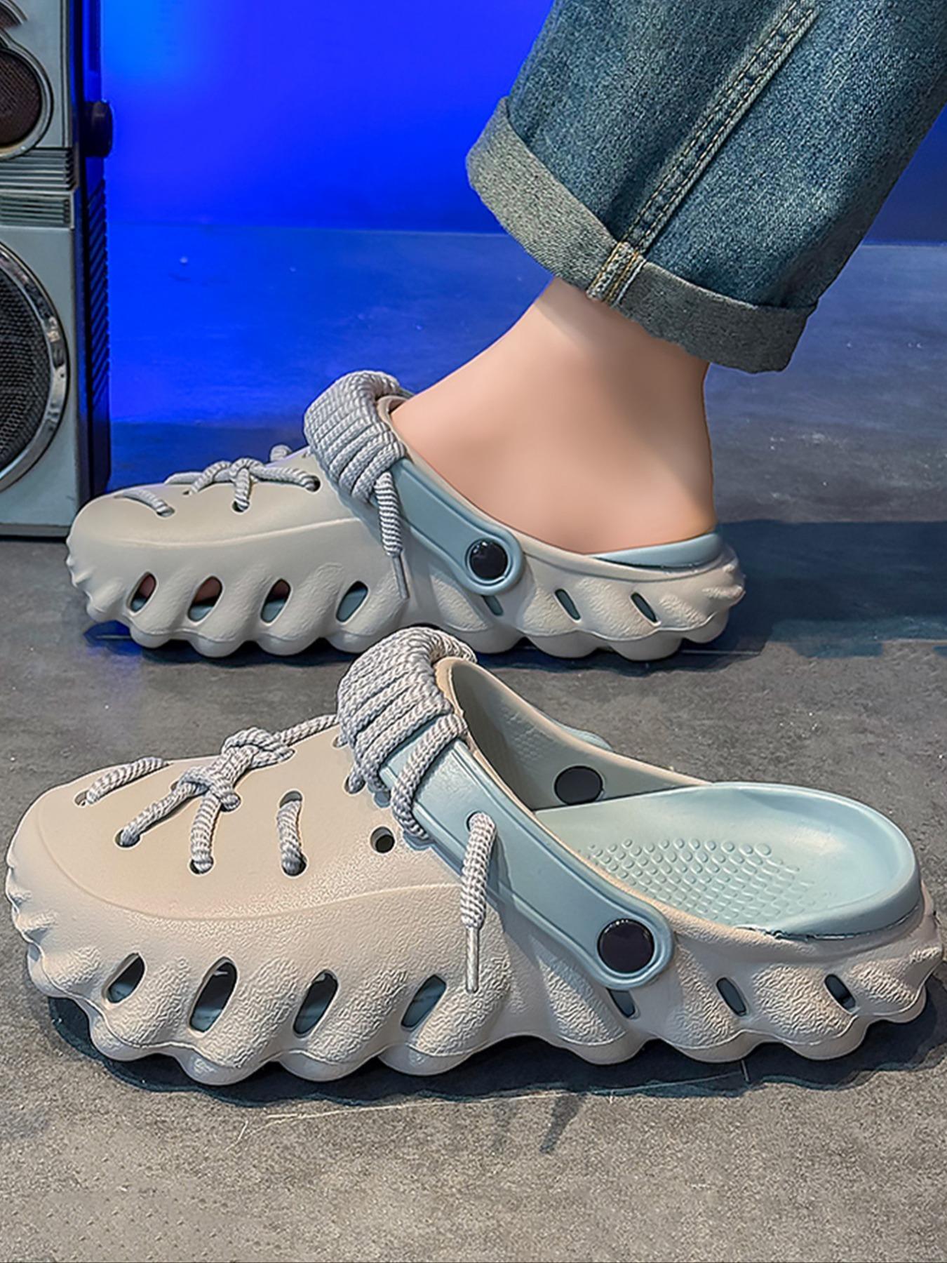 Unisex Minimalist Casual Lace Up Clogs, Trendy Soft Non-Slip Comfortable Clogs, Fashionable Shoes for Indoor & Outdoor Wear