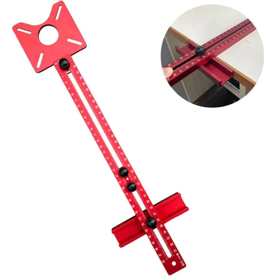 4 in 1 Router Milling Groove Bracket, Aluminum Alloy Precision Measuring Router Circle Cutting Jig, Multifunctional Cabinet Hardware Jig Router Circle Cutting Jig for Router Tool(SIZE:400mm+slottin-EdgeMilling)