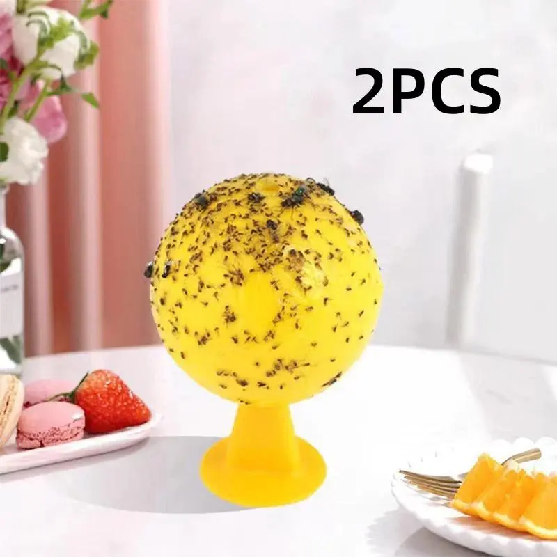 【2PCS Fruit Fly Traps】Sticky Gnat Traps for Indoor Plants, Yellow & Green Fungus Gnat Catchers, Plant Pest Traps for Houseplants Sticky Gnat Catcher Balls - Orange Adhesive Fly Traps for Indoor/Outdoor Use