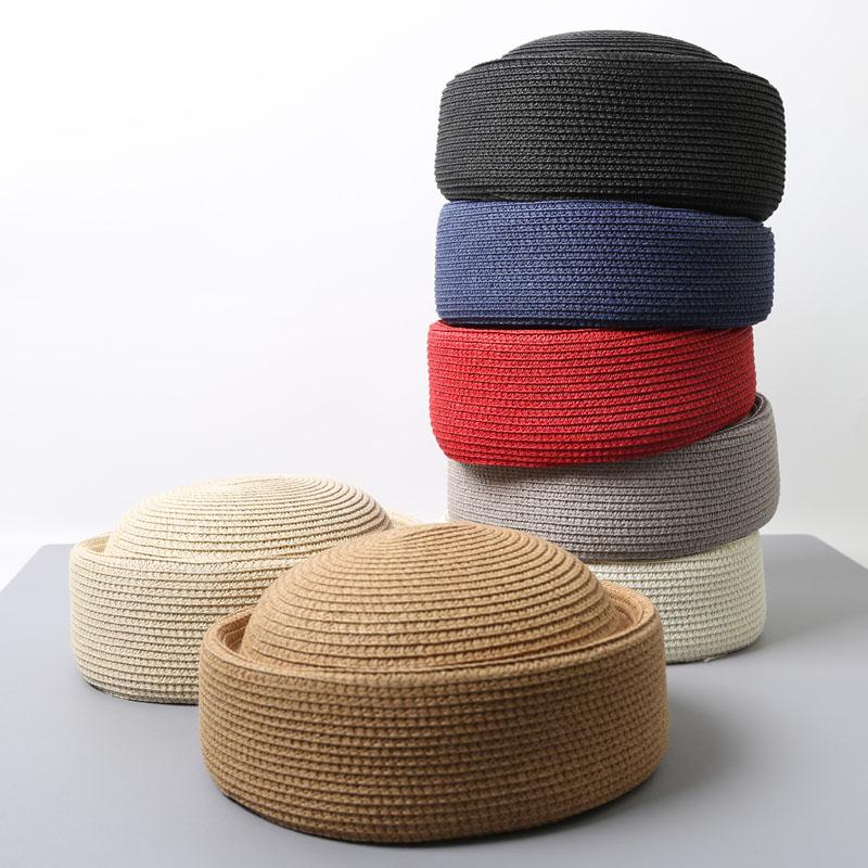 2026 New Summer Japanese Retro Artistic Painter Berets Pillbox Hat Woven Paper Straw Sun Hats Women Circle Concave Top Straw Hat