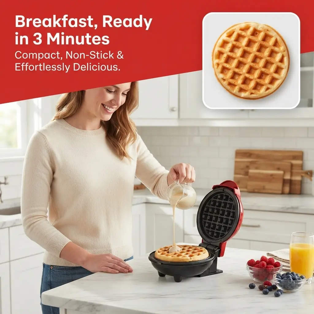 Heart‑Shaped Mini Waffle Maker, Compact Multi‑Purpose Breakfast Machine, Portable Electric Baker for Waffles, Pancakes, Sandwiches & Cakes, Practical Household Home Baking Kitchen Gadget