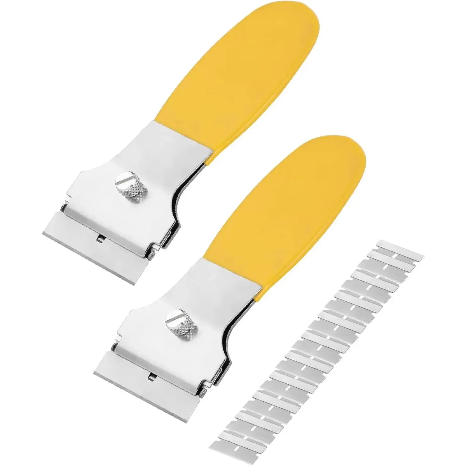 - Razor  Scraper Set, 2 Pack, Yellow, Locking Razor Scraper Set with 10 Extra Carbon Steel , Window Scraper Tool, Glass Scraper ,  Scraper  Scraper for Cleaning