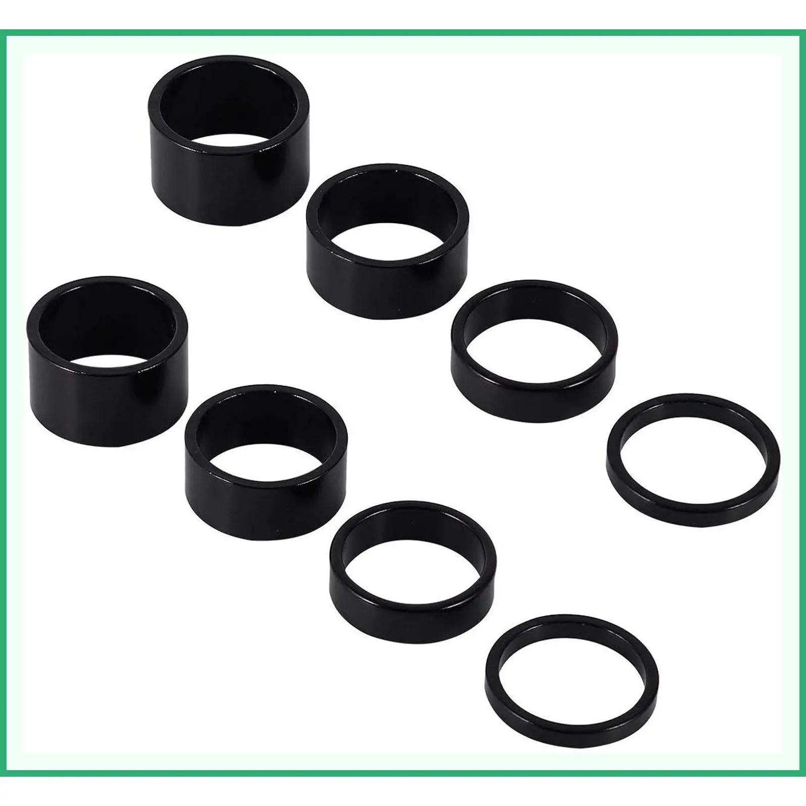 8 PCS Bicycle Headset Spacer Set - Aluminum Alloy Threadless Stem Spacers Fit 1 1/8-Inch for MTB BMX Mountain Road Bikes - 2/3/5/10MM (Black)Gift