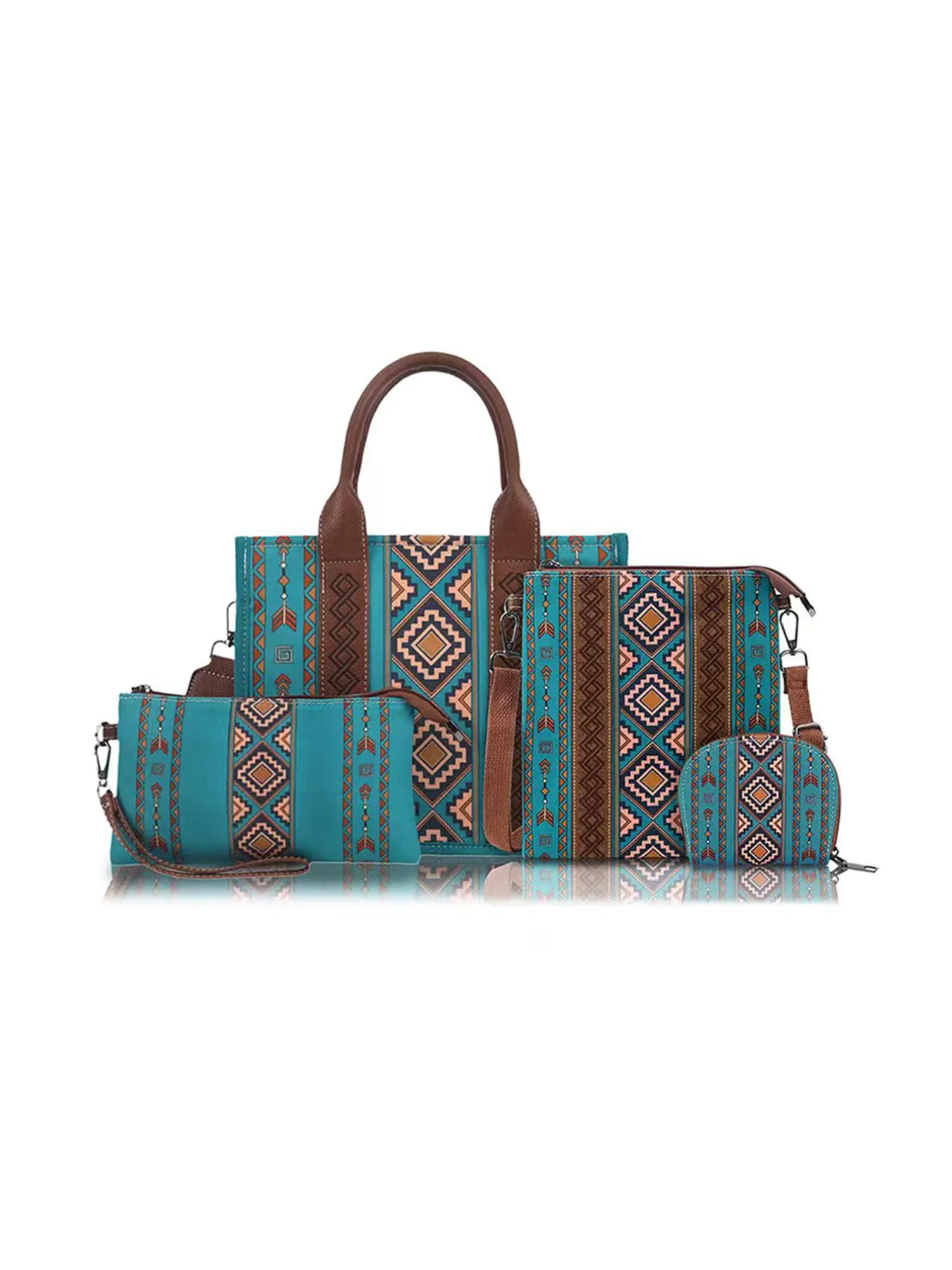 Boho Style 4-Piece Set, Large Capacity Women's Tote Handbags, Vintage Shoulder Crossbody Bags, Perfect for Daily Commute