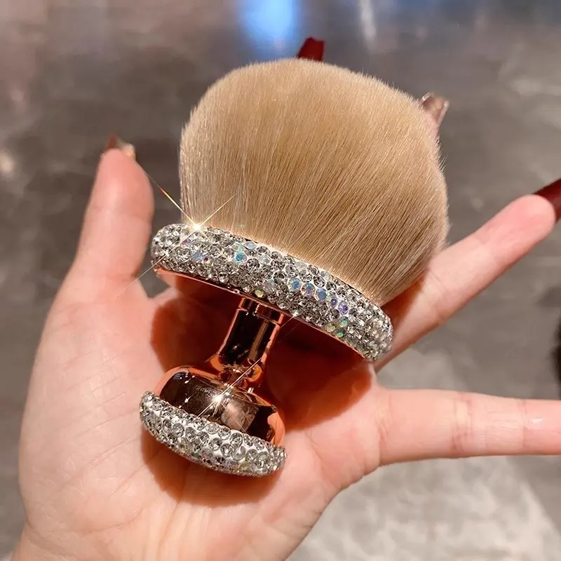 Shimmering 1pc Powder Brush, Soft Lightweight Blush Brush, High-Profile Travel Portable Face Makeup Brush, Large Setting Brush Gift for Women