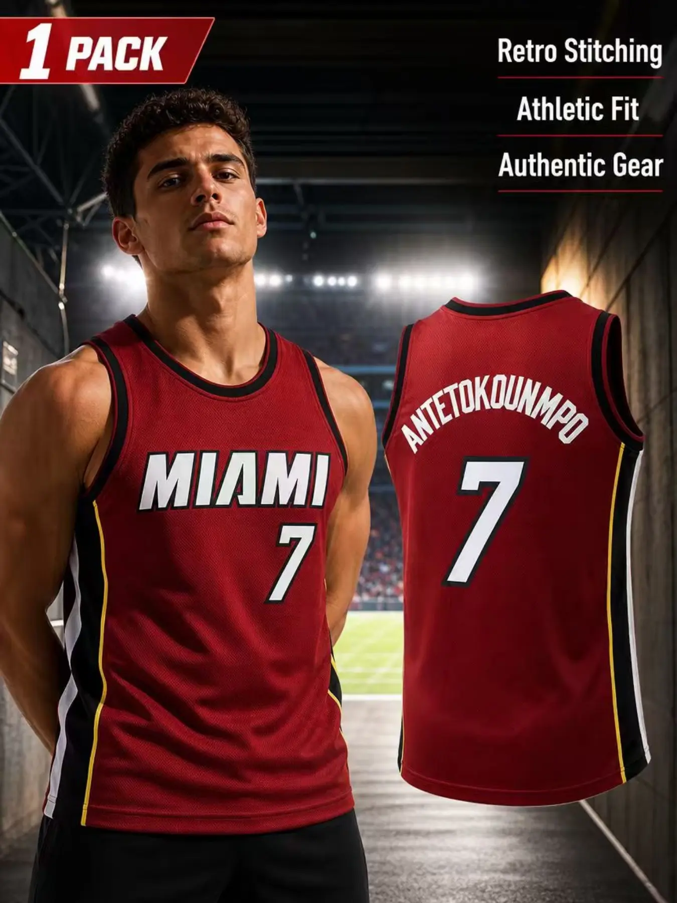 KTYSDE Men's #7 Embroidered Basketball Training Jersey Miami City Sleeveless Breathable Sports Tank Top Unisex S-3XL
