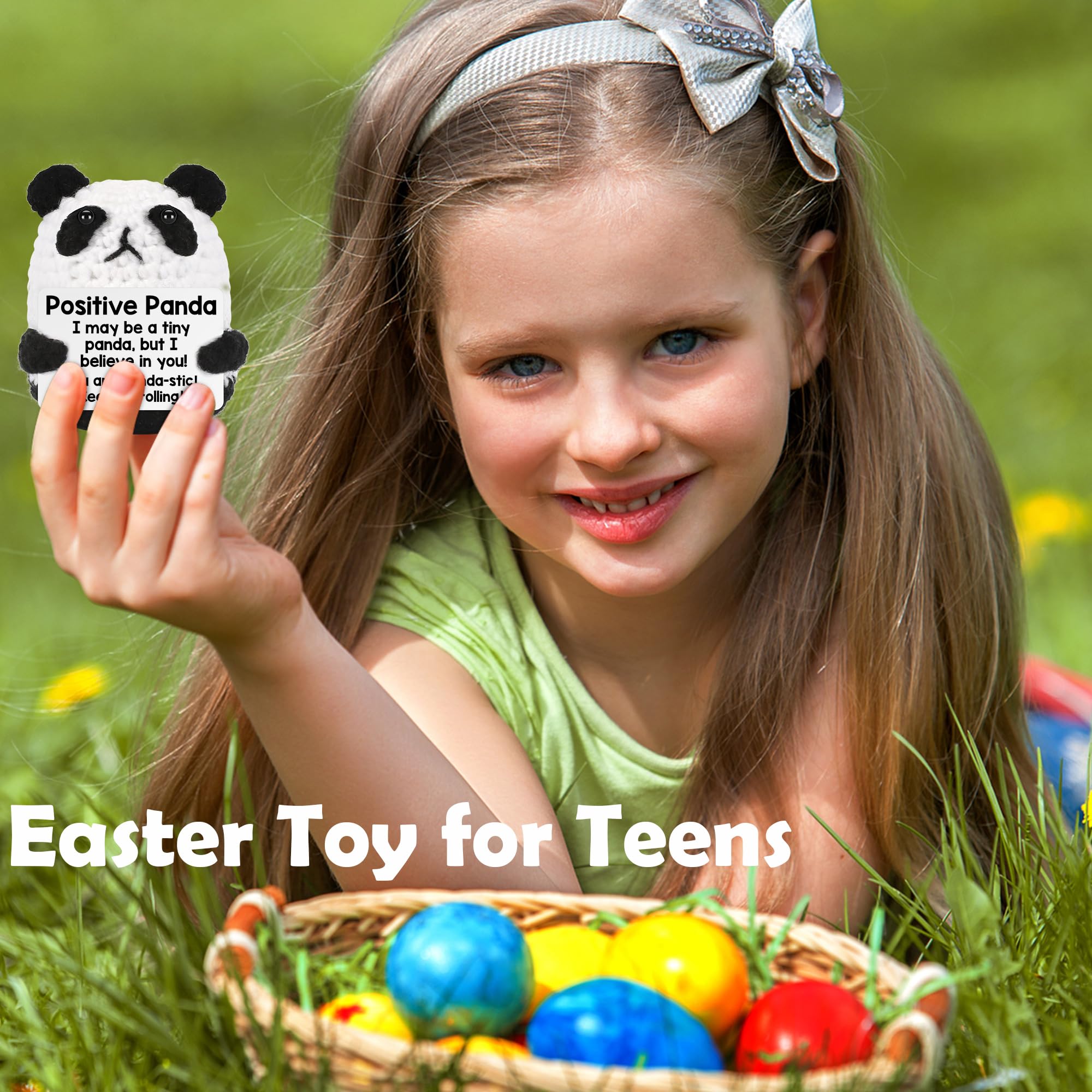 Handmade Crochet Panda Emotional Support Plush, Soft Mini Stuffed Animal, Cute Stress Relief Toy, Portable Desk & Home Decor Companion, Ideal Gifts for Women Men Teacher, Birthday & Teacher Appreciation Presents, Easter Basket Stuffers & Egg Fillers