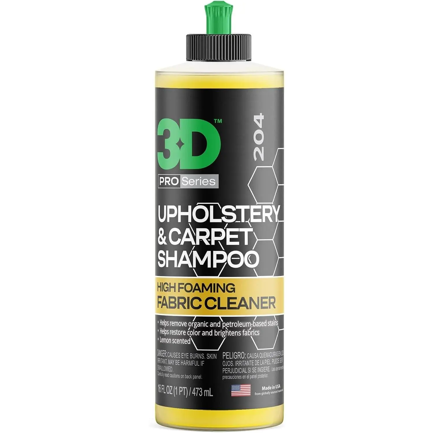 Upholstery & Carpet Shampoo - High Foam Stain Remover & Odor Eliminator 16oz