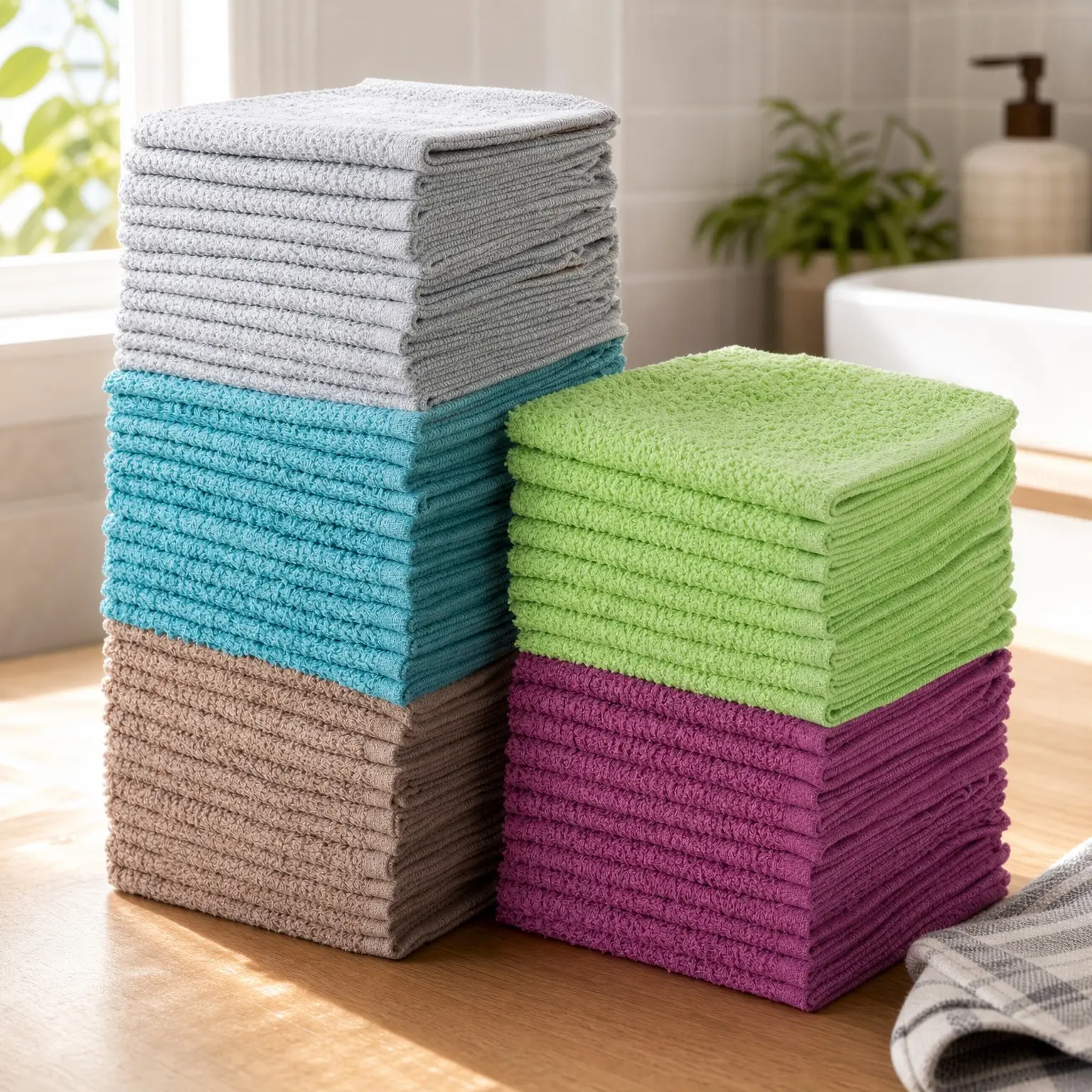 50 Pack Cotton Terry Washcloths 12"x12" – Highly Absorbent Soft Towels for Face, Hand, Bath, Kitchen, Gym & Hotel – MulticolorGift