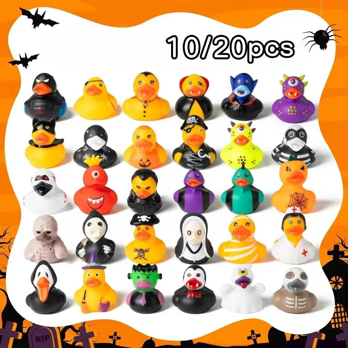 Halloween Theme Rubber Duck, 30 Unique Spooky Designs, Mini Halloween Ducks for Party Gifts, Party Favor, Classroom Prizes, Pool Games, Fall Decor