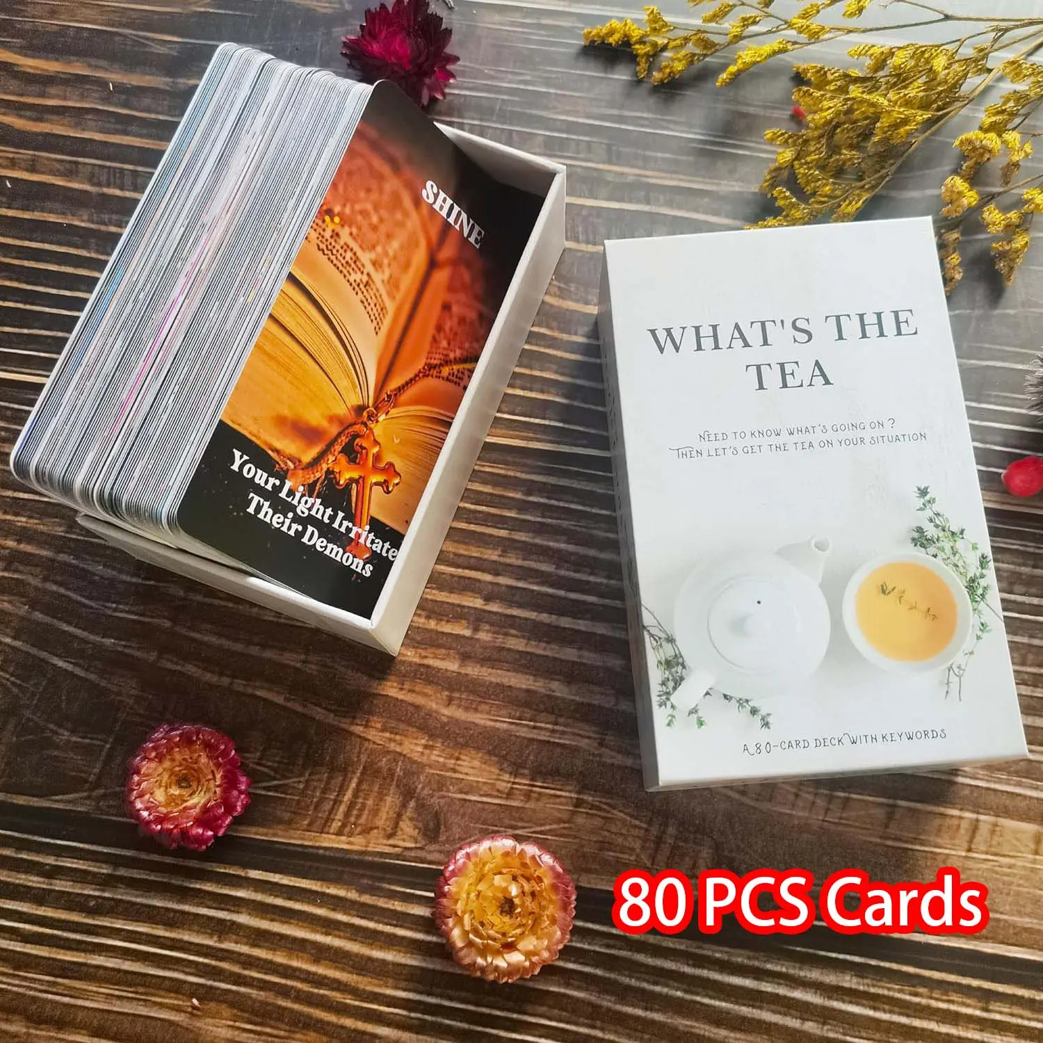 What's the Tea Oracle Card Deck, 1 Set Divination Cards for Beginners, Durable Tarot Cards, Party Tarot Cards Fortune-Telling Game, Tarot Card Decks, Card Games for Teens #GLOBAL PICKS