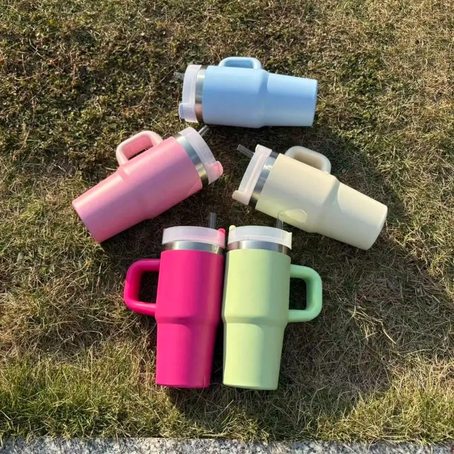1pc 14oz Portable Lightweight Stylish Stainless Steel Double-Wall Insulated Tumbler with Handle and Straw - For Heat Press Sublimation Oven Printing, Holiday Gift, Outdoor Sports, Insulation