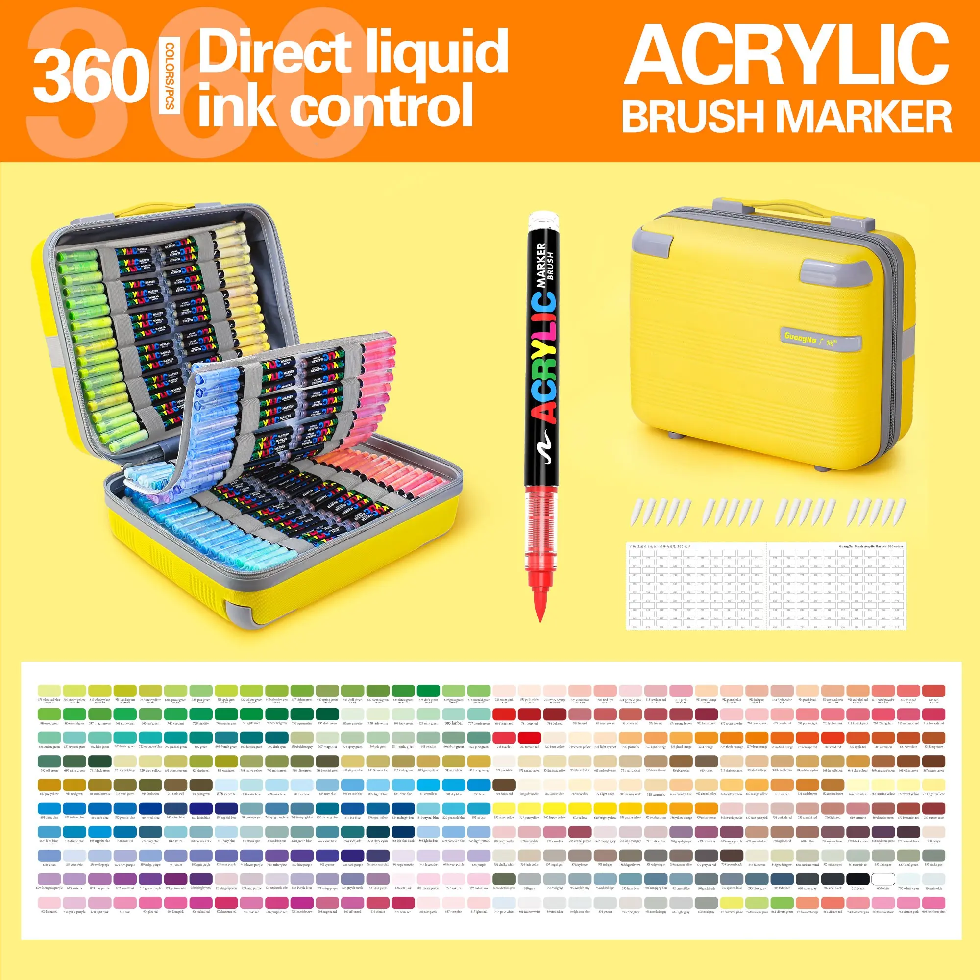 Guangna 8101-360 Color Marker Pens, Acrylic Paint Markers, Smooth Ink Flow, Strong Coverage, Ideal for DIY Crafts, School Supplies