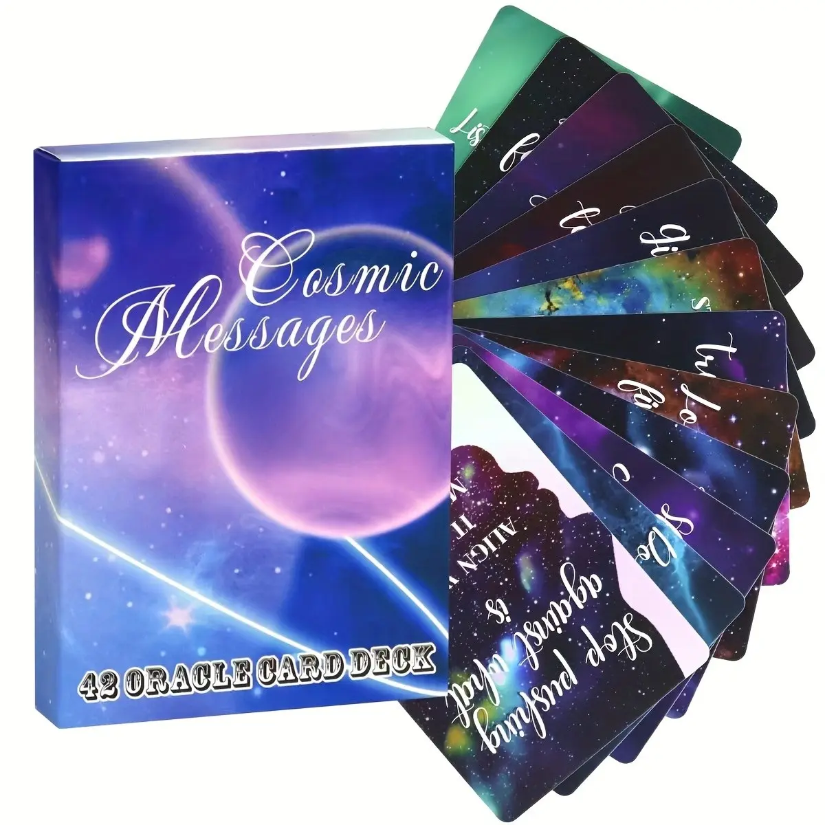 Cosmic Messages 42 Oracle Card Deck, Energy Cards, for Beginners, Higher Self Divine Guidance, Intuitive Messages, Spiritual Energy Healing, Holiday Gifts