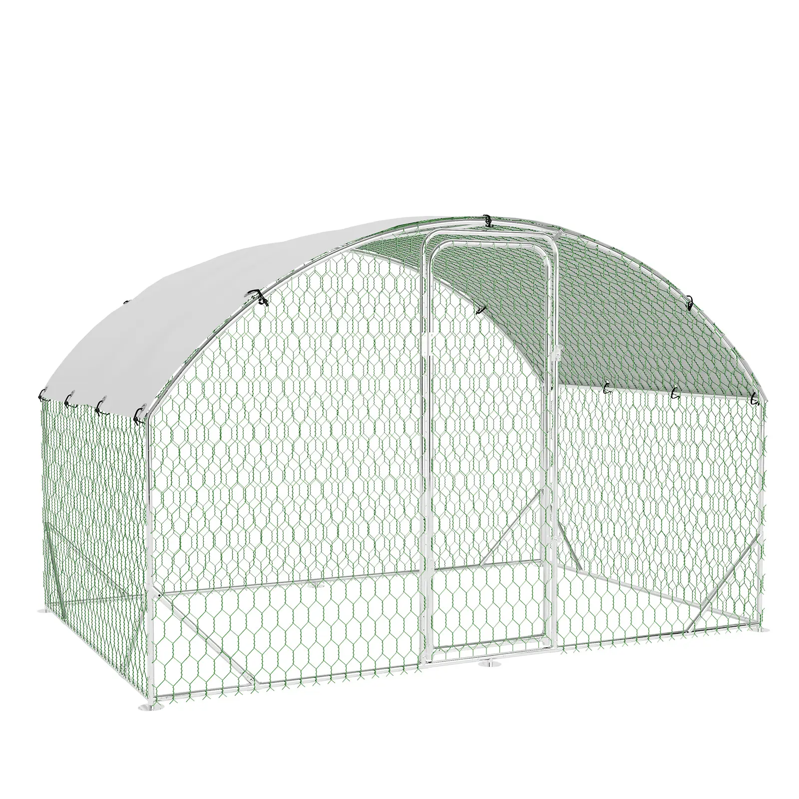 Large Walk-In Metal Chicken Coop, Dome Shaped Chicken Run with Upgraded Triple Support Frame, Waterproof & UV Resistant Protective Cover, Secure Outdoor Poultry Pen for Backyard and Farm Raising
