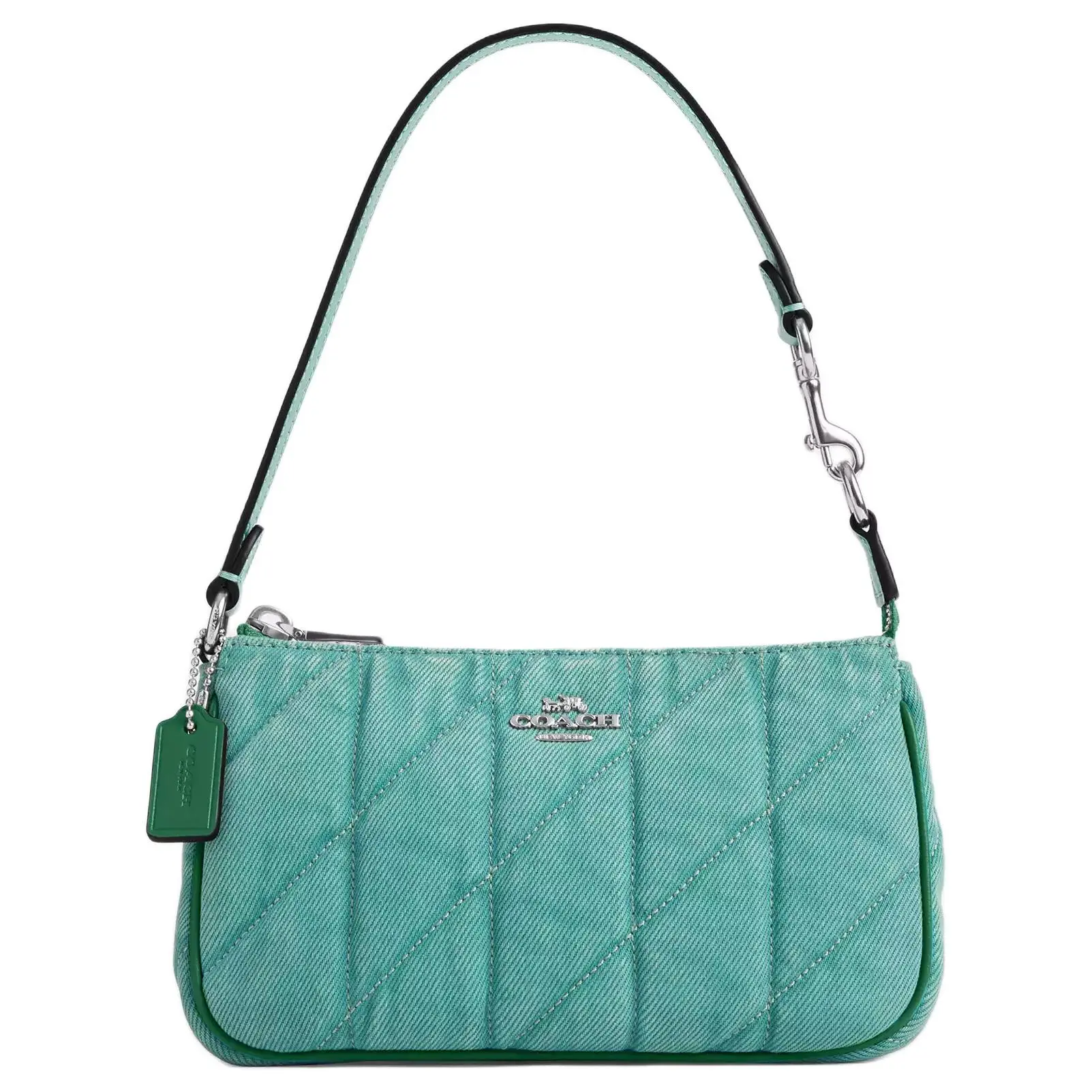 COACH Nolita 19 Quilted Crossbody Handbag for Women in Ivy Green Denim with Gold-Tone Hardware