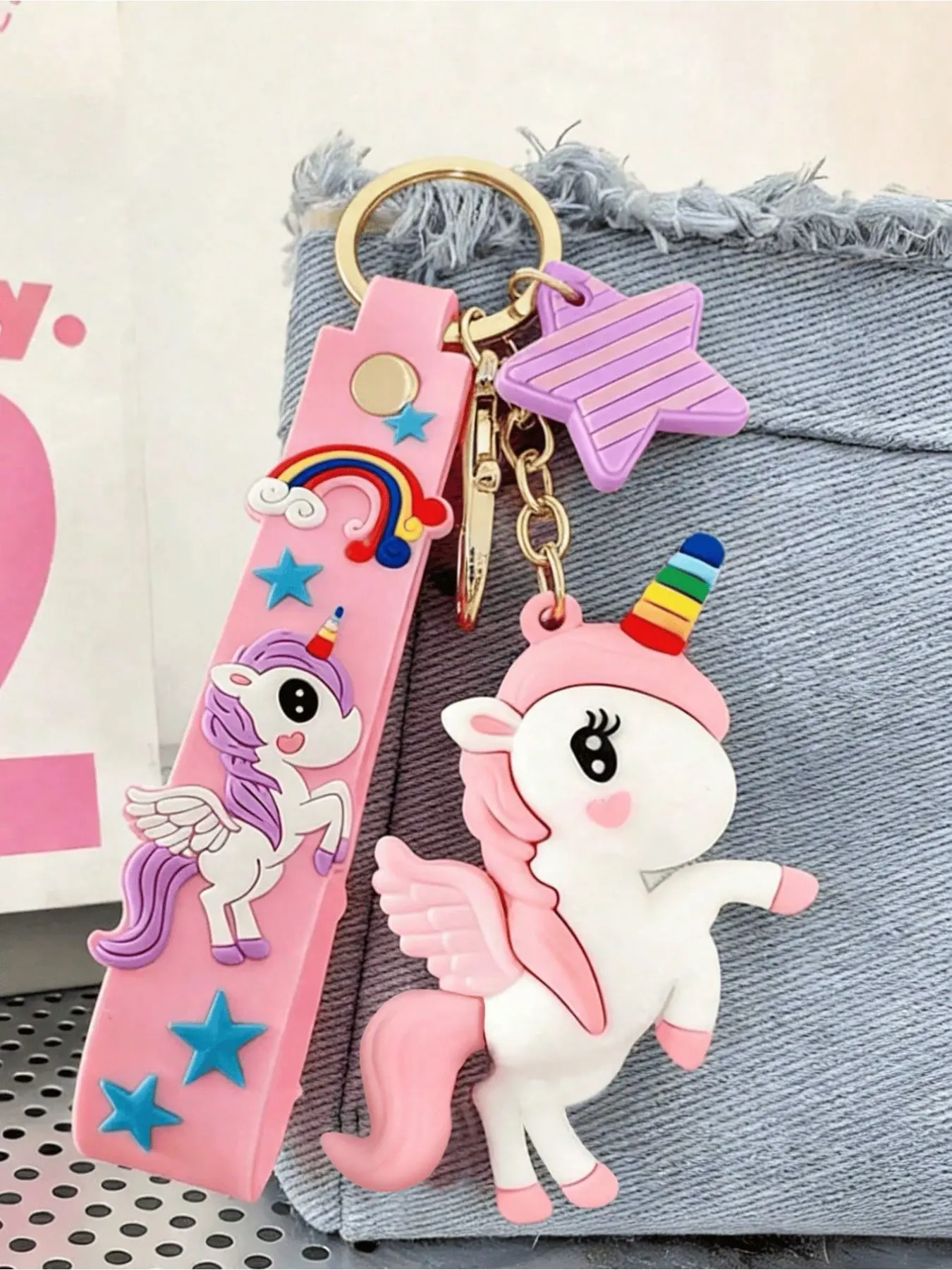 1 PCS Cute Cartoon Unicorn Keychain, Kawaii Rainbow Pony Bag Charm, Sweet Gift Cute Keychains, Key Charms