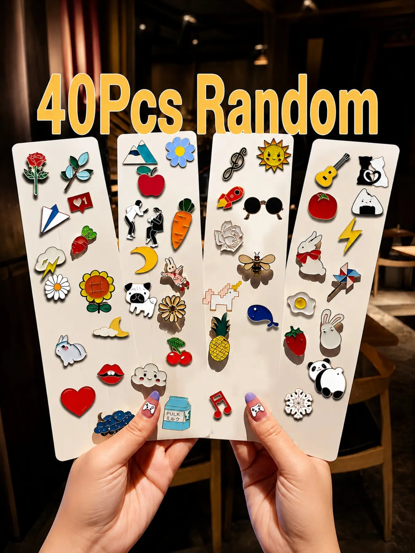 40 Pcs Random Enamel Pins, Alloy Lapel Pins, Fashion Accessories, Mini Metal Badges, Versatile Brooches, Gift Pins, Bag Hats Decorations