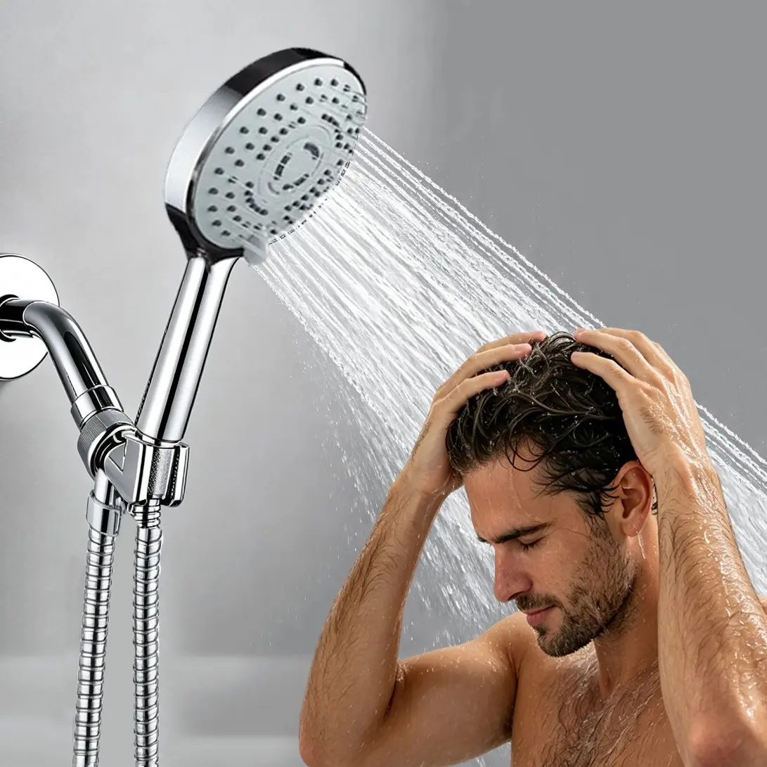 Adjustable Three-Mode Shower Head Set, High Pressure Shower Head With Handheld Spray, Rain/massage/spray Modes, Easy Install, Universal Fit