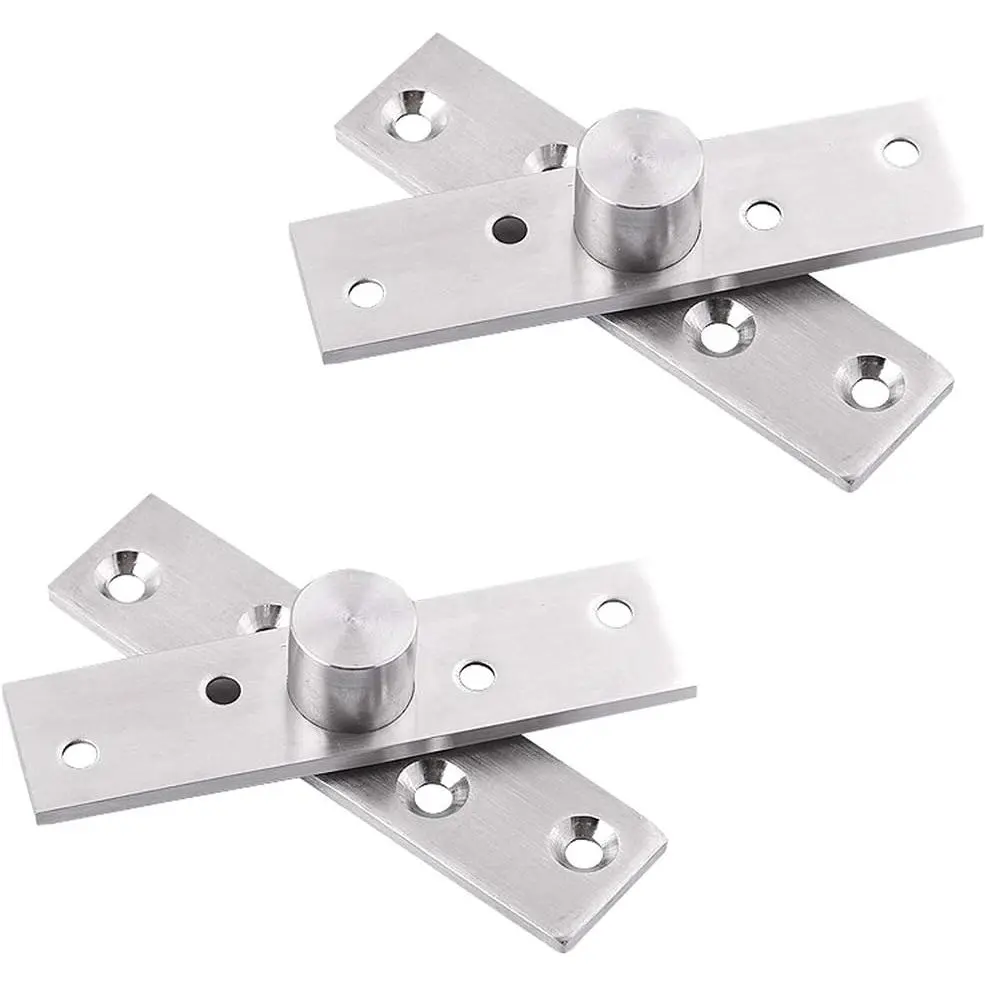 360  Door Pivot Hinge,  2 count Stainless Steel Rotation  Door Centre Shaft Pivot Hinges, Heavy Duty Concealed Rotating Door Hinge with Fixing Screws (3 x 0.7 Inches)