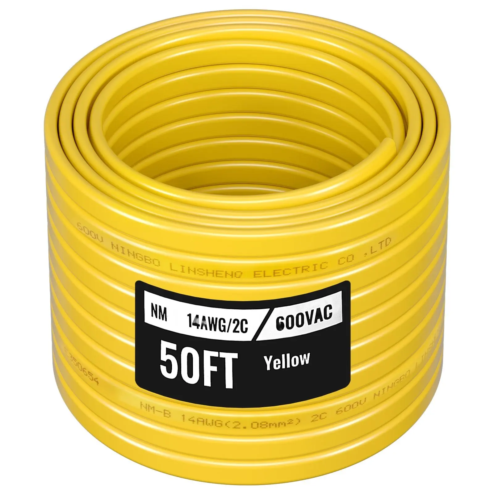 NM-B Romex Type Electrical Wire, 14 AWG 2-Conductor Grounded Copper Core Cable (50 Ft) – UL Listed, Thermoplastic Flame Retardant Insulation, Power Delivery for Residential Users, Both Indoor/Outdoor Use