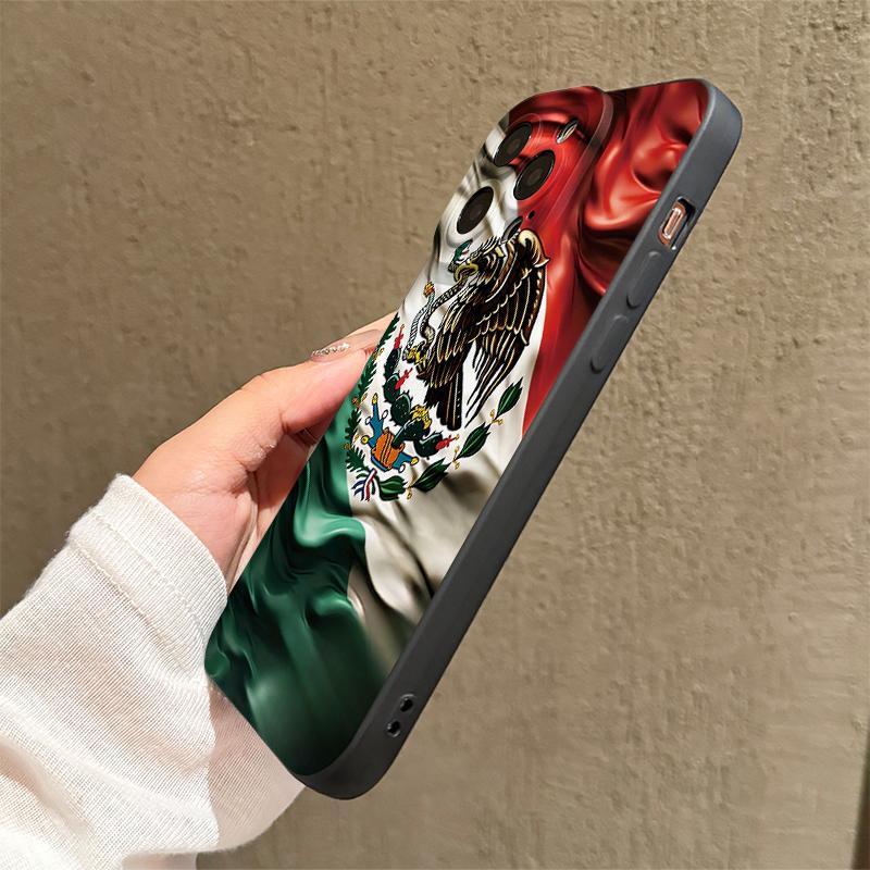 Mexico Flag Pattern Phone Cases with Lens Protector, Shockproof Mobile Phone Case, Decorative Phone Protector Cover, Phone Accessories Compatible with iPhone 17 16 15 Pro Max Case iPhone 14 Pro Max Case iPhone 11 Cases