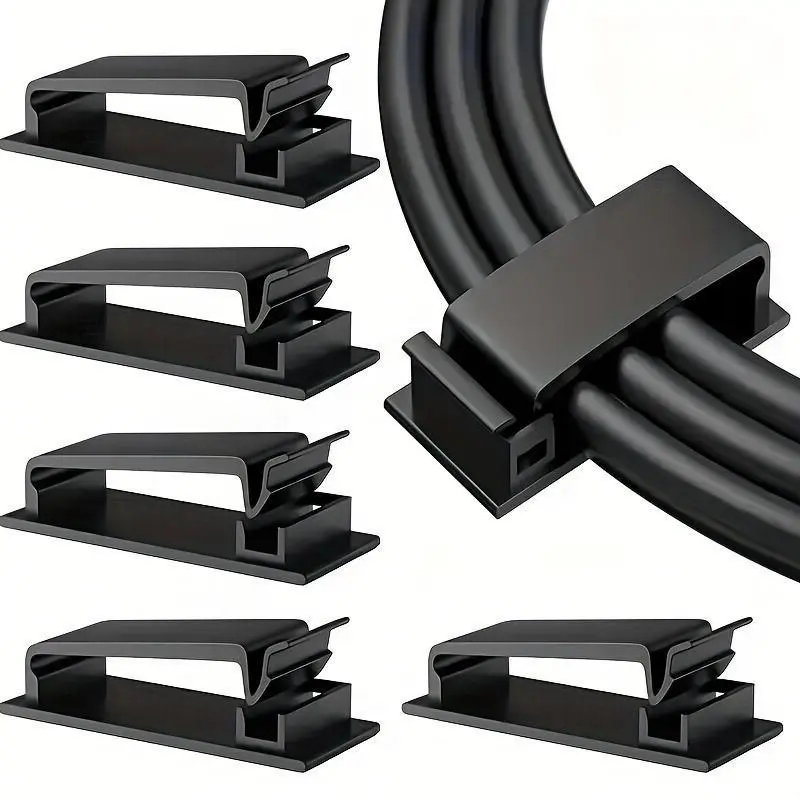 Easy-Install Self-Adhesive Cable Clips - 5pcs, Wire Organizer for TV, Computer, Ethernet & Power Cords, Perfect for Home, Office, and Car Use, Utility Hooks
