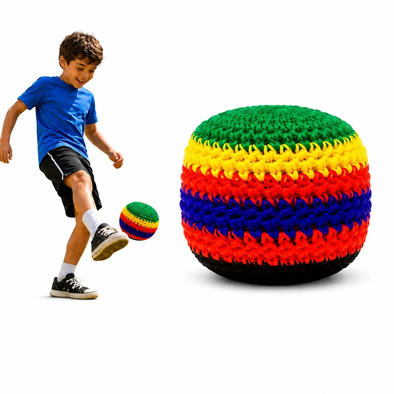 Upgraded Knitted Kick Balls for Kids & Adults – Colorful Crochet Footbags for Juggling, Outdoor Games, Party & Travel