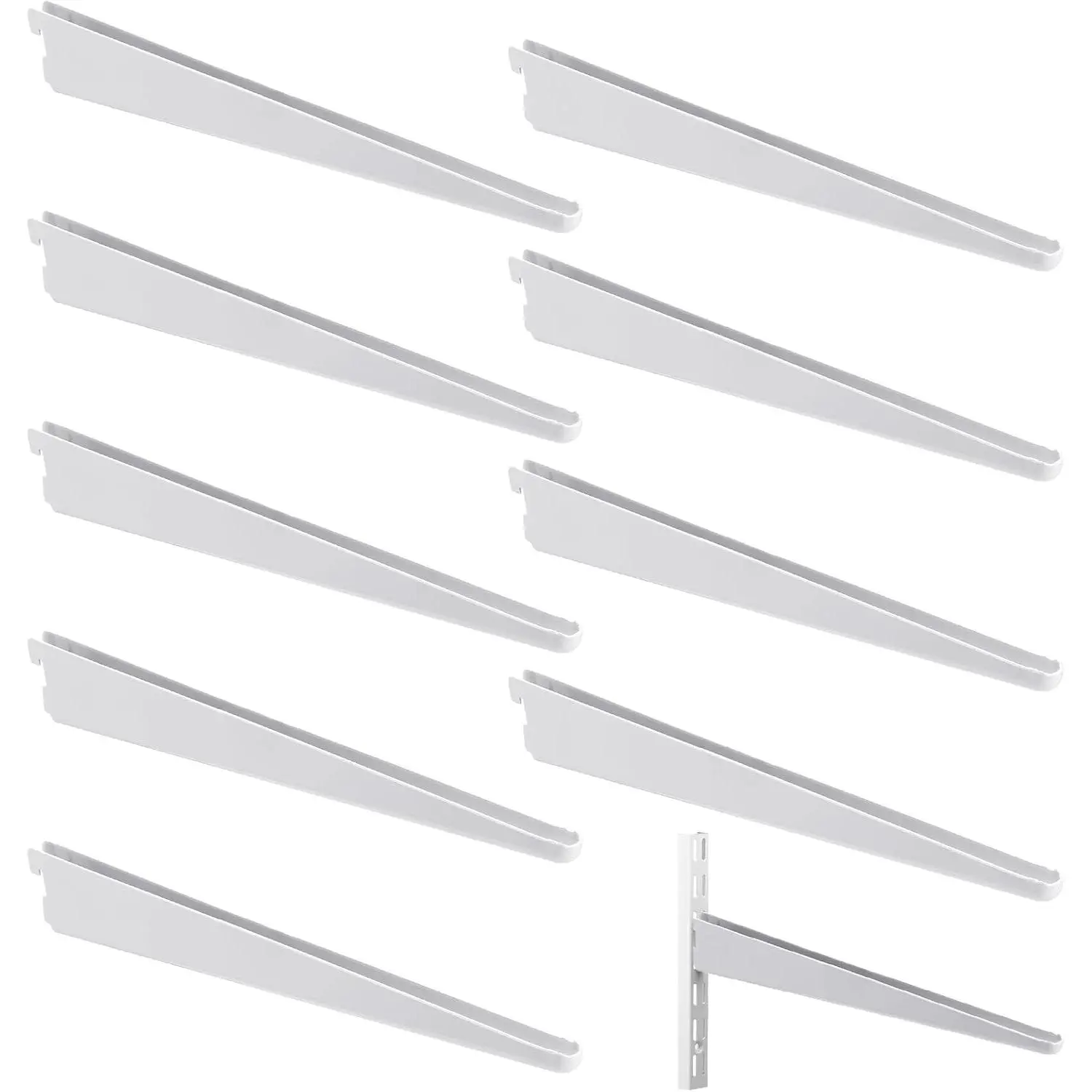 10 Pack Adjustable Shelf Brackets for Double Track System Closet Organization Heavy Duty Wire Shelf Brackets (White,7 Inches)