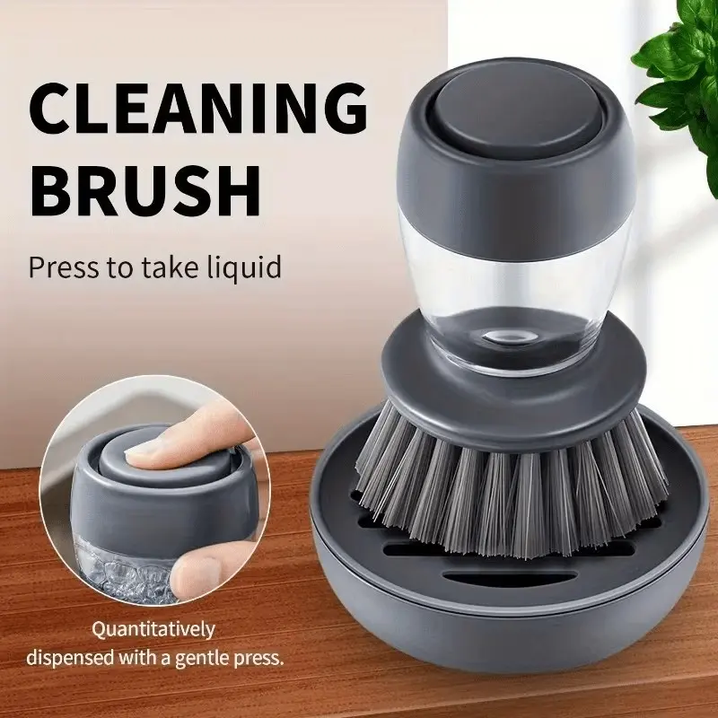 2 Manual Pot Cleaning Tools, Durable Plastic Brush with Soap Dispenser, Multi-Functional for Kitchen Sink, Pots, and Flat Pans