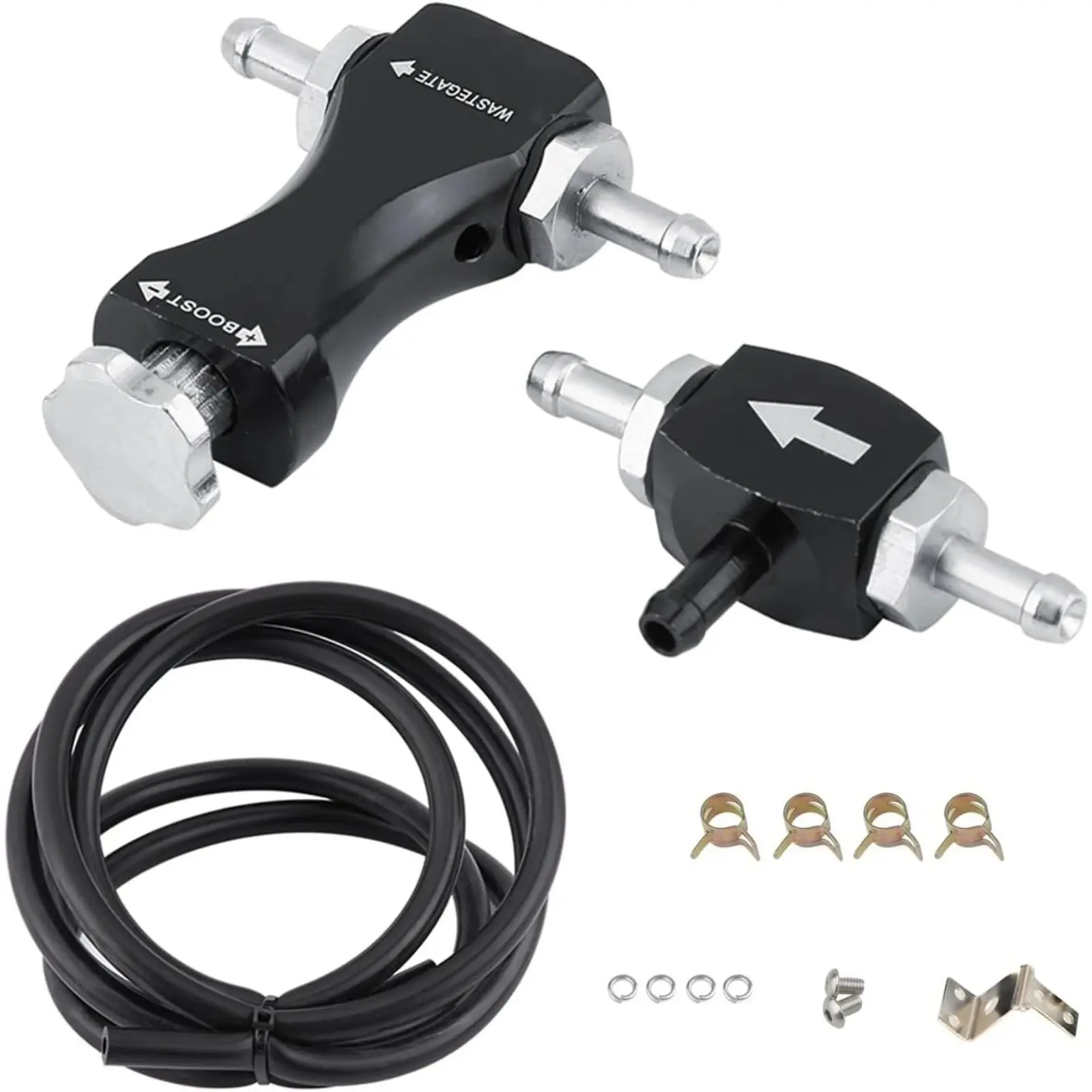 Universal Aluminum Manual Turbo Boost Controller Kit, Adjustable Pressure Regulation Valve with Mount Bracket & Hose