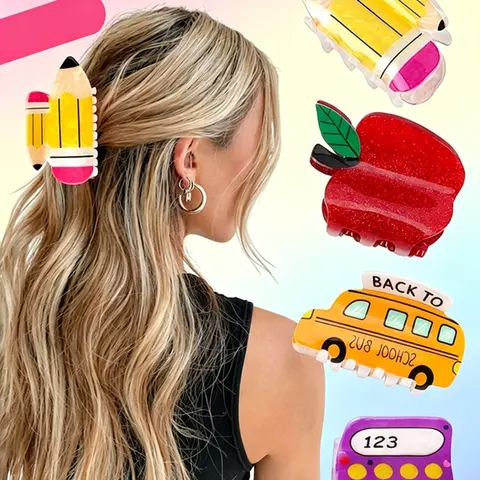 1pc Women's Stationery Claw Clip, Pencil Hair Clip, Clips For Hair, Cute Fruit Pattern, Non-Slip Secure, Lightweight Versatile, School Daily Use, Gift for Students
