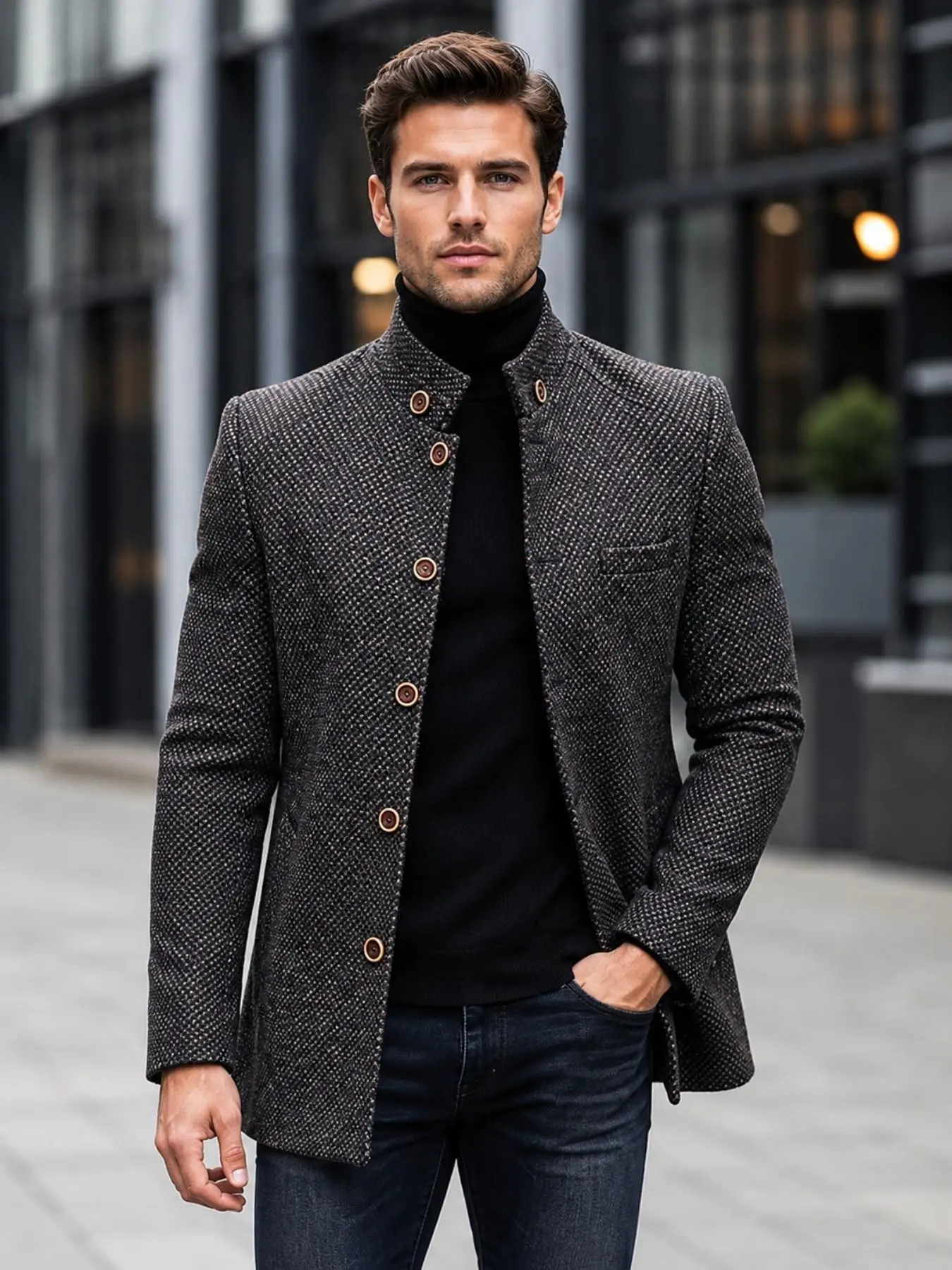 Fashionable Casual Long Sleeve Suit Jacket for Men, Stylish and Unique Design, Perfect for Daily Wear, Trendy Outerwear for Modern Men