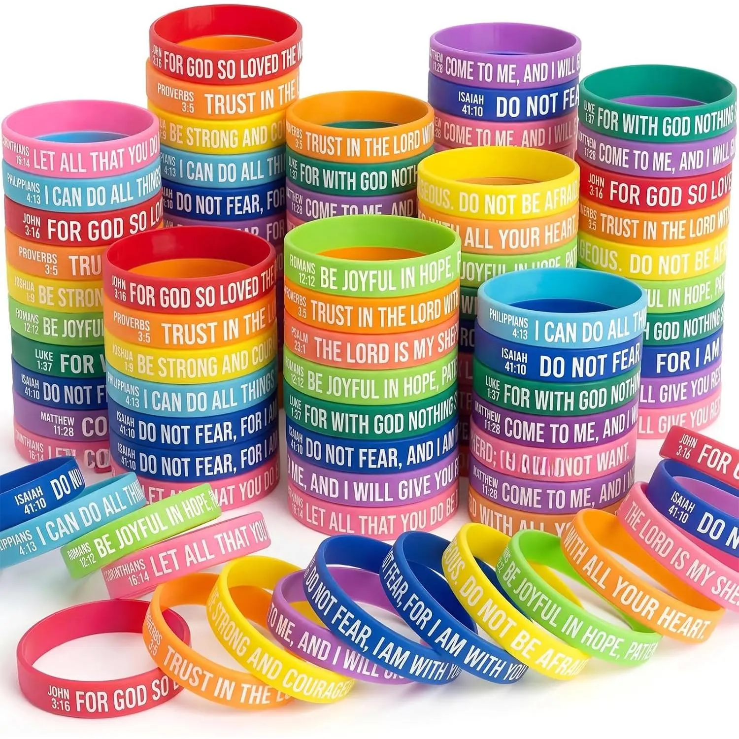 30/100/200 Pcs  Verse Bracelets Bulk, Religious Scripture Rubber Bracelets, Christian  Wristbands Bulk