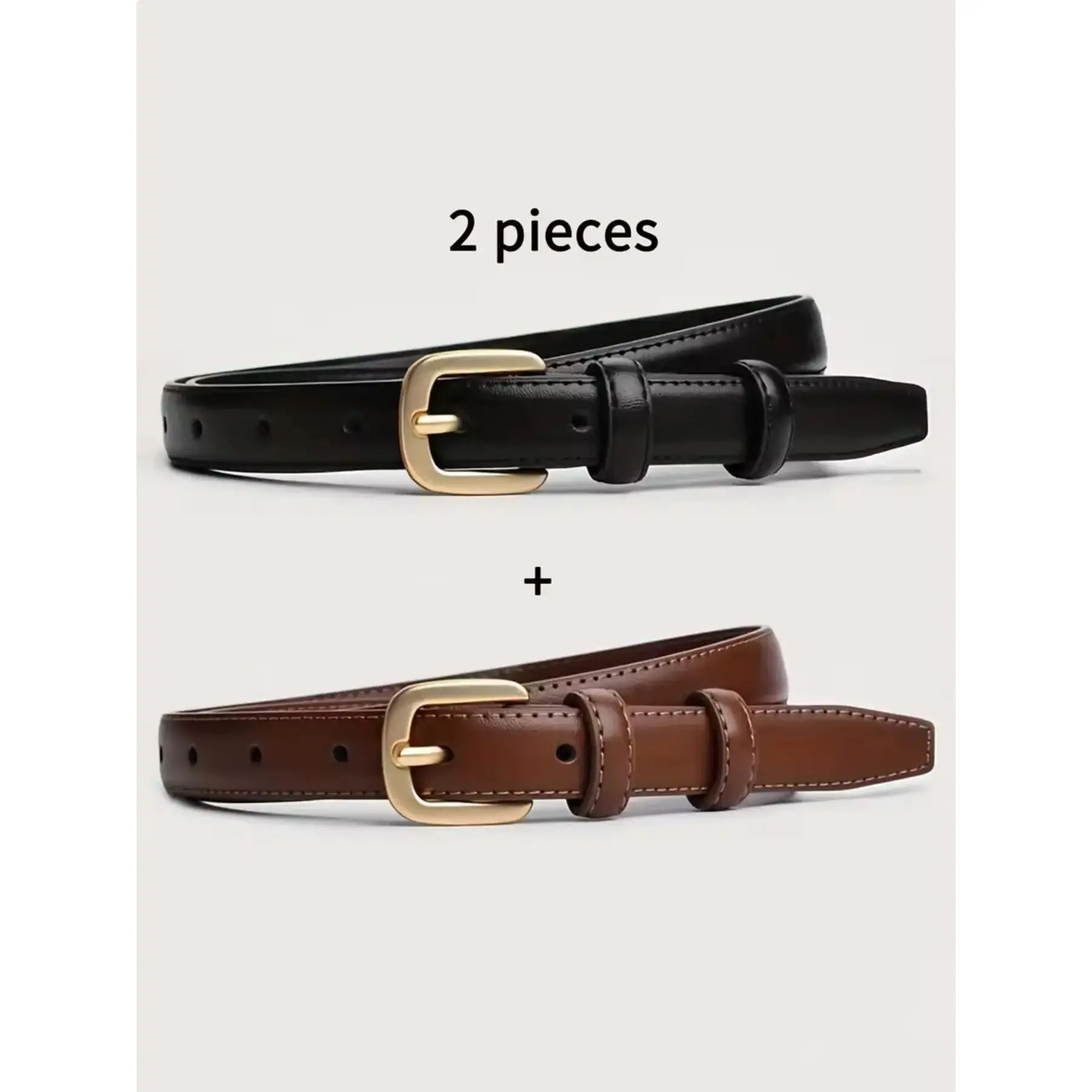 2-pack Casual Fashion Belt with Simple High-End Feel, Trendy Exquisite Belt, Needle Buckle Double Loop Belt, Suitable for Daily Wear, Stylish Belts