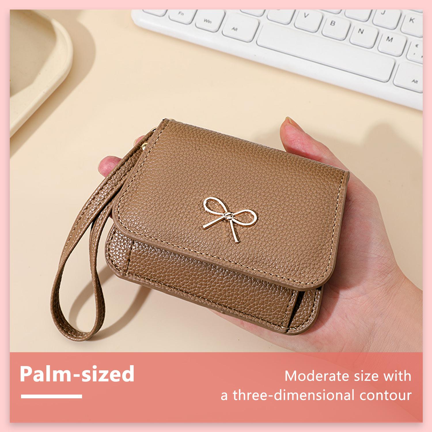 Womens Short Wallet RFID Blocking Small  Wrist Strap Wallets Woman Credit Card Holder Trifold Ladies Wallets with Coins Zipper Pocket,Christmas Gifts