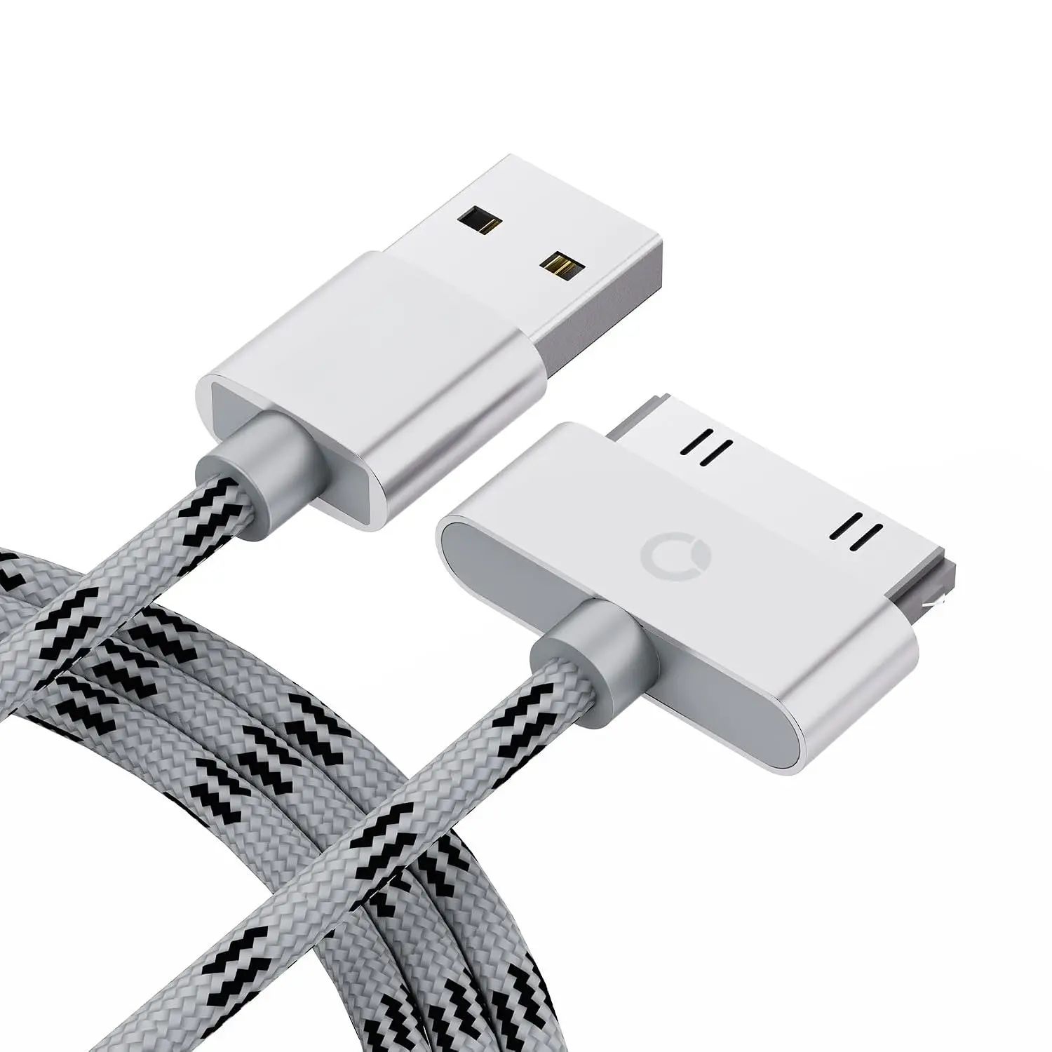 30-Pin Metal-Steel Electronic Mobile Sync & Charger Plug, USB Data Connector (3.3in, Gray) for iPhone 4/4s/3G/3Gs, Old iPad 3/2/1, iPod Classic/Nano, Charging