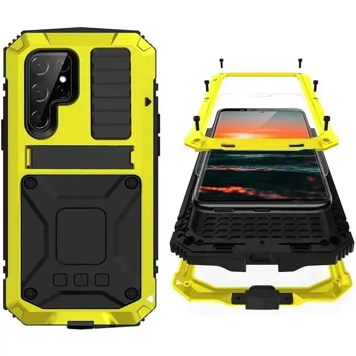Heavy Duty Aluminium Metal Armor Phone Case For Samsung S26 S25 S24 S23 S22 S21 Ultra S20 Plus Shockproof Cover Screen Protector
