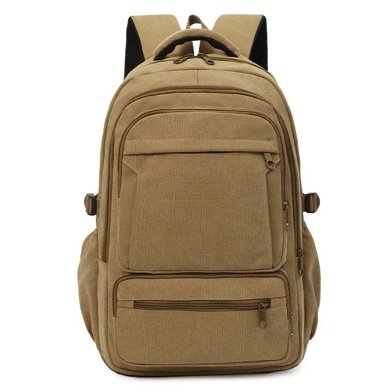 Vintage Plain Canvas Backpack, a Casual Chic Unisex Daypack for Travel & Campus with a Waterproof Laptop Pocket and Zip Closure.
