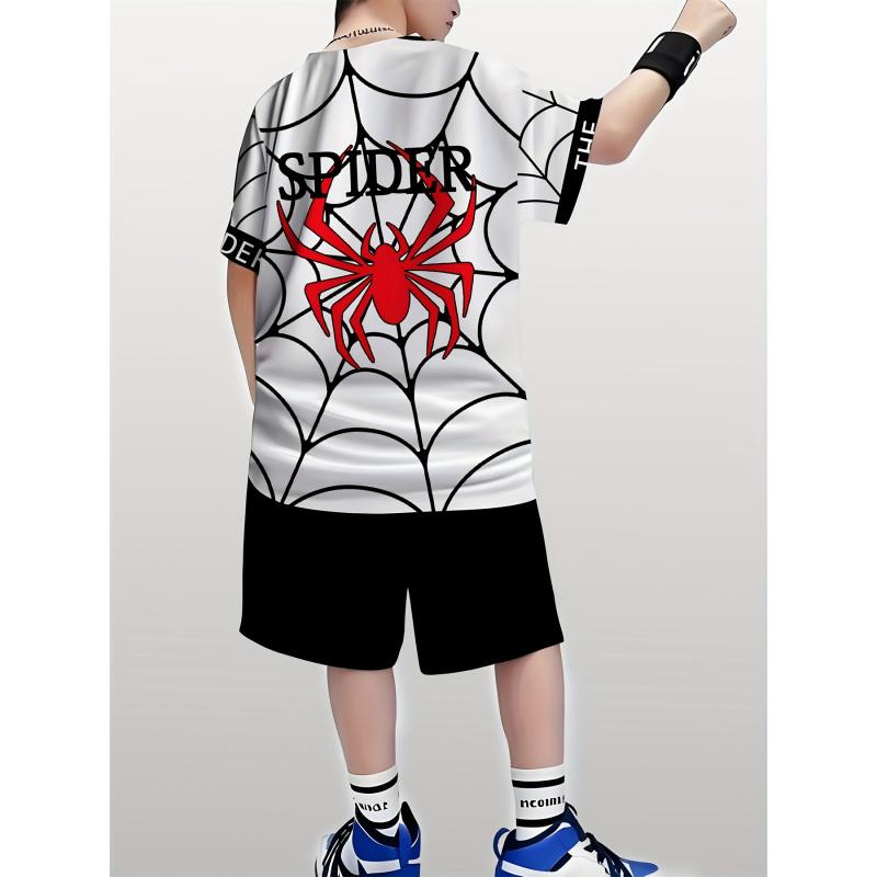 Short-Sleeved Shorts Set 3D Print Spider