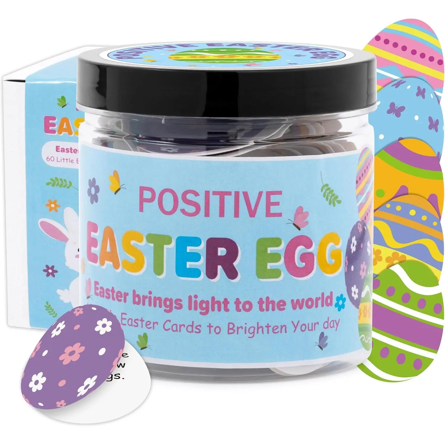 Positive Easter Jar - 60 count Emotional Support Affirmation Cards Birthday Gifts for Women Men Teens Self Care Inspirational  for  Coworkers Teacher Mom Sisters Easter Basket Decor
