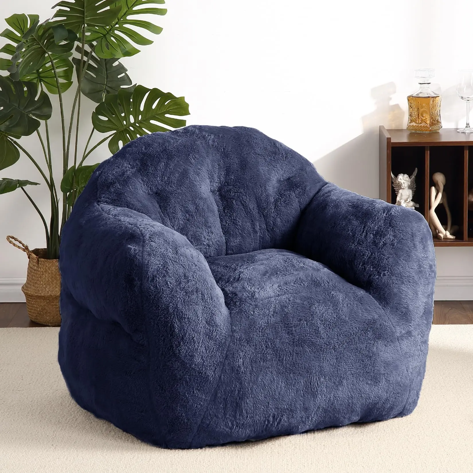 Christmas DealGARVEE 51" Giant Bean Bag Chair - Oversized, Soft, and Cozy Bean Bag Couch Sofa for Adults and Teens, Filled and Ready for Living Room Comfort in Navy